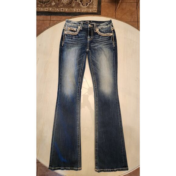 Miss Me Women's Chloe Boot SZ 27 Dark Wash Embroidery Cowgirl Western - Picture 2 of 13